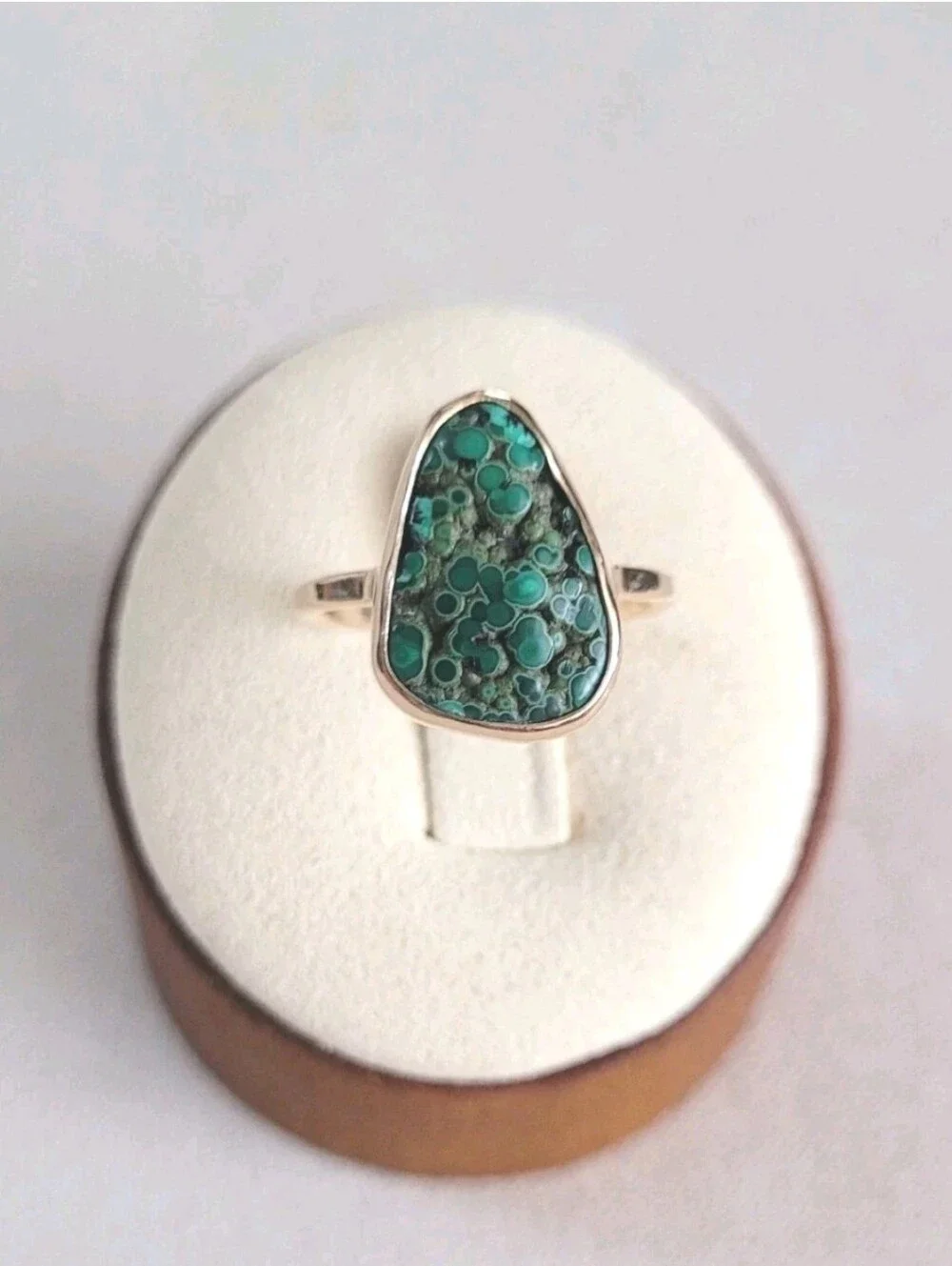 Melissa Joy Manning 14K Gold Botryoidal Malachite Ring MJM Size 6.5 / 7